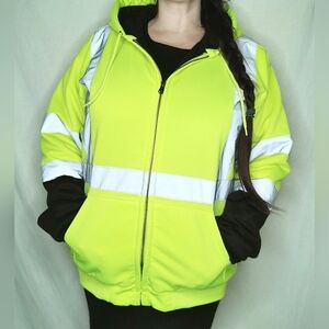 Hawx work gear reflective neon hooded sweatshirt